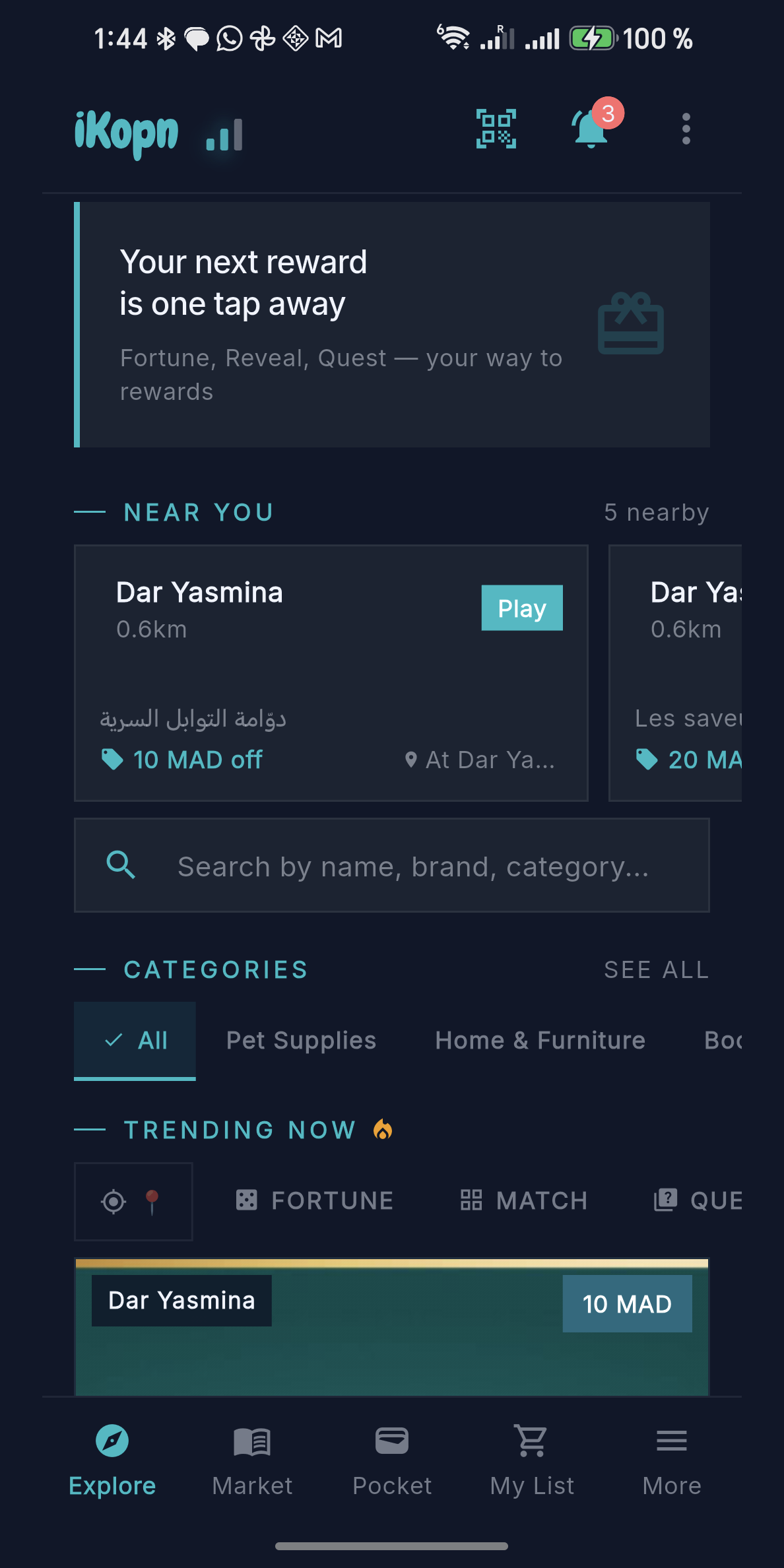 iKopn app, Explore feed with rewards near you